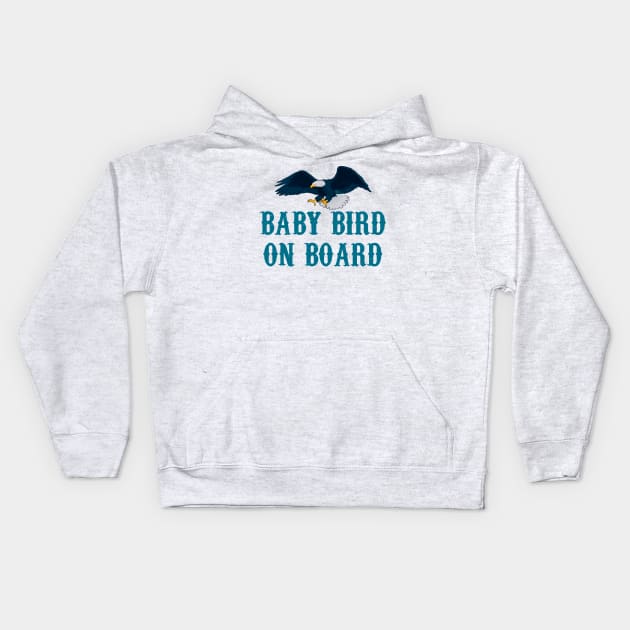 Baby Bird On Board Kids Hoodie by Brono